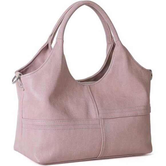 Vegan Leather with Detachable Satchel Strap, Pink - Picture 1 of 6
